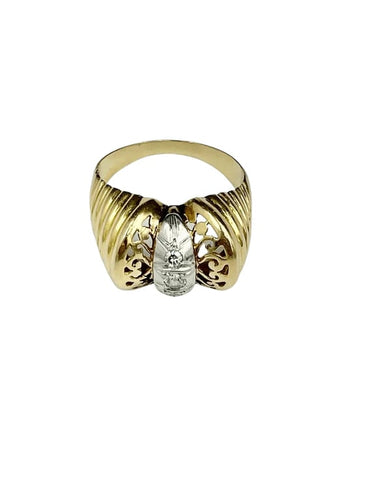 Bague 54 Bague en or jaune 18 carats à 3 diamants 58 Facettes