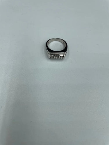 Bague 55 Bague chevalière homme en or blanc 750 avec diamants 58 Facettes