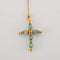 Collier Pendentif croix en or jaune 750/1000 avec topaze et chaîne 58 Facettes