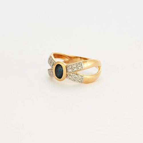 Bague 57 Bague saphir et diamants en or jaune 750 58 Facettes