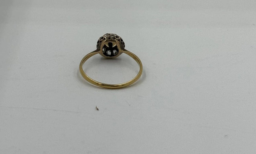 Bague 55 Bague en or jaune 750 avec perle et diamants 58 Facettes