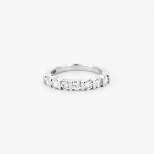 Bague 54 Alliance demi-tour en or blanc 750 et diamants 58 Facettes