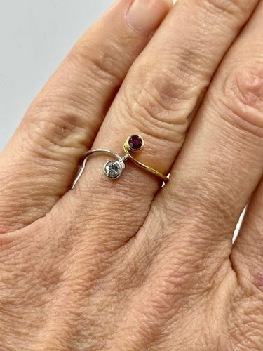 Bague 52 Bague toi et moi en or 750, diamant et rubis 58 Facettes