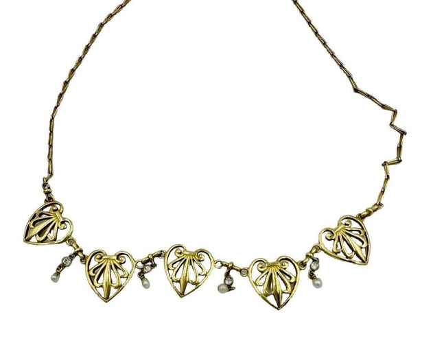 Collier Collier filigrane ancien en or jaune 750, perles fines et diamants 58 Facettes