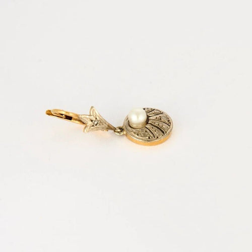 Boucles d'oreilles Boucles d’oreilles en or jaune et platine avec perles fines et diamant 58 Facettes