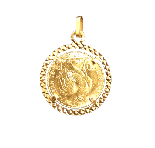 Pendentif Pendentif ancien Marianne 20 Francs en or jaune 18k 58 Facettes