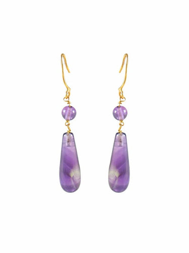 Boucles d'oreilles Boucles d’oreilles pendantes en or jaune 18 carats et améthystes 58 Facettes
