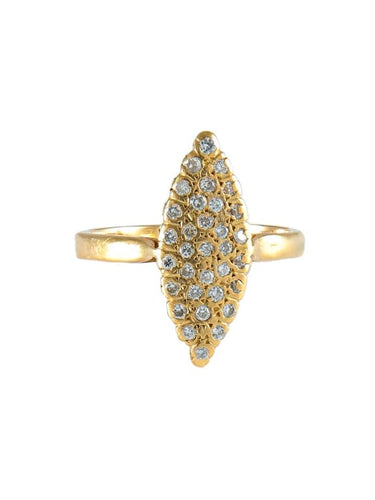 Bague 55 Bague marquise en or jaune 18 carats et diamants 58 Facettes