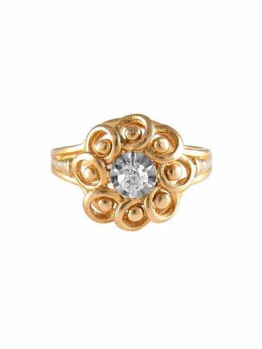 Bague 48 Bague vintage en or jaune 18 carats avec diamant 58 Facettes