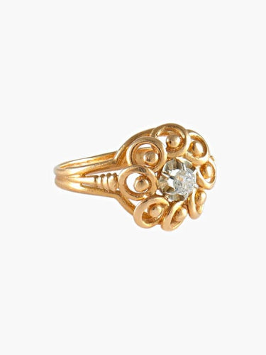 Bague 48 Bague vintage en or jaune 18 carats avec diamant 58 Facettes