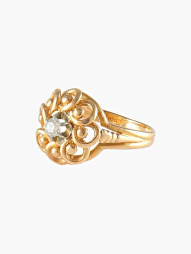 Bague 48 Bague vintage en or jaune 18 carats avec diamant 58 Facettes