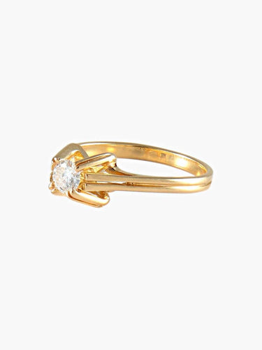 Bague 54 Bague solitaire vintage en or jaune 18 carats avec diamant 58 Facettes