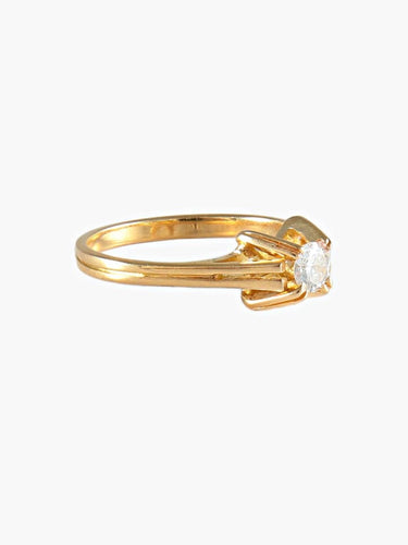 Bague 54 Bague solitaire vintage en or jaune 18 carats avec diamant 58 Facettes