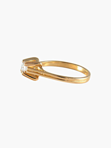 Bague 54 Bague solitaire vintage en or jaune 18 carats avec diamant 58 Facettes
