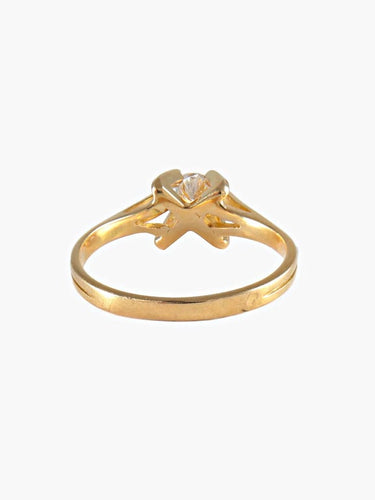 Bague 54 Bague solitaire vintage en or jaune 18 carats avec diamant 58 Facettes