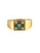 Bague 55.5 Chevalière en or jaune 18 carats avec émeraudes et diamants 58 Facettes