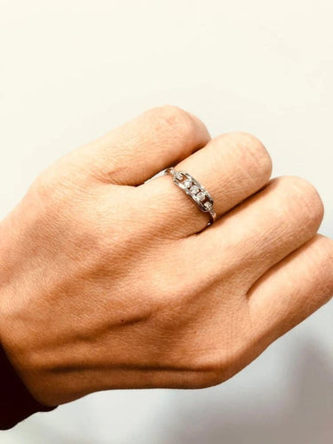 Bague 54 Bague trilogie en or blanc 18 k et diamants 58 Facettes