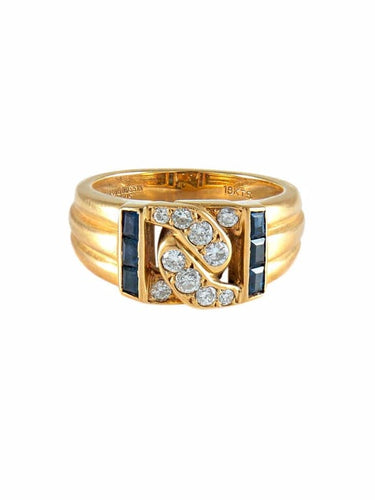 Bague 53 Mauboussin - Bague en or jaune 18 carats, diamants et saphirs 58 Facettes
