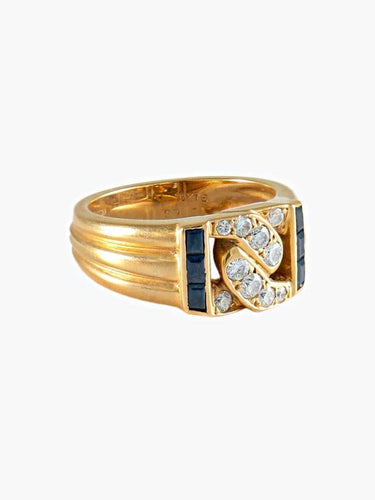 Bague 53 Mauboussin - Bague en or jaune 18 carats, diamants et saphirs 58 Facettes
