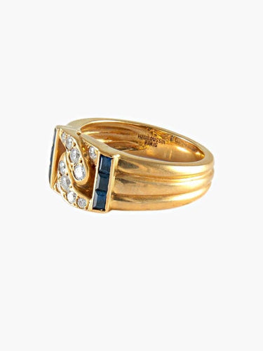 Bague 53 Mauboussin - Bague en or jaune 18 carats, diamants et saphirs 58 Facettes