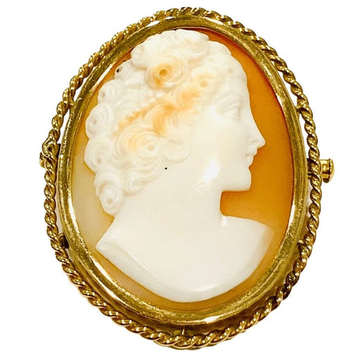 Broche Broche camée ancienne en or jaune 14K 58 Facettes