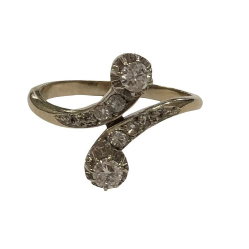 Bague 55.5 Bague Toi et Moi en or blanc 18 k et diamants 58 Facettes