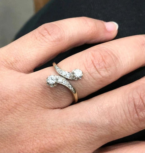 Bague 55.5 Bague Toi et Moi en or blanc 18 k et diamants 58 Facettes