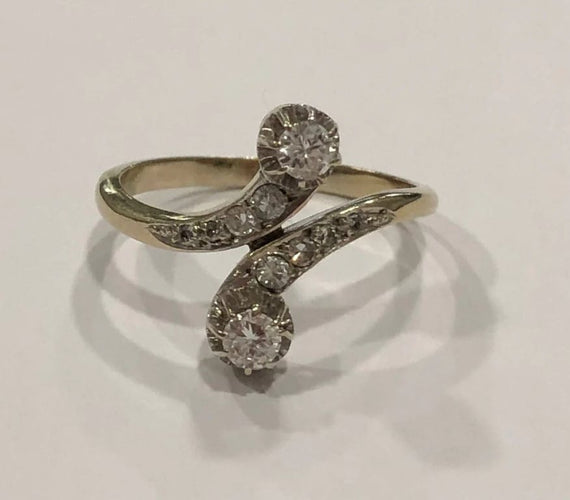 Bague 55.5 Bague Toi et Moi en or blanc 18 k et diamants 58 Facettes