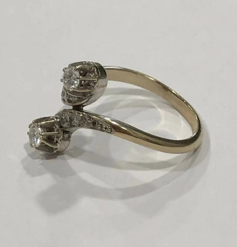 Bague 55.5 Bague Toi et Moi en or blanc 18 k et diamants 58 Facettes