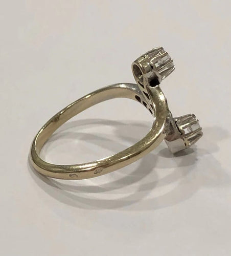 Bague 55.5 Bague Toi et Moi en or blanc 18 k et diamants 58 Facettes