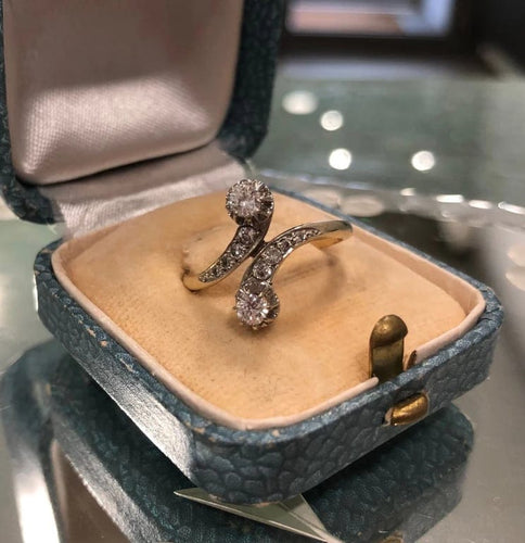 Bague 55.5 Bague Toi et Moi en or blanc 18 k et diamants 58 Facettes