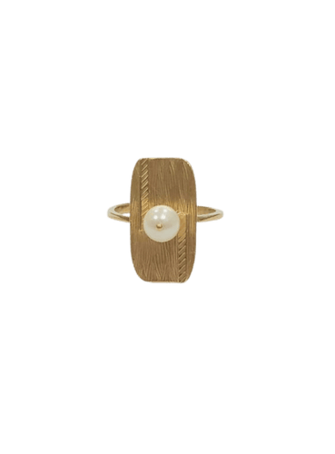 Bague 57.5 Bague perle de culture en or jaune 18k 58 Facettes