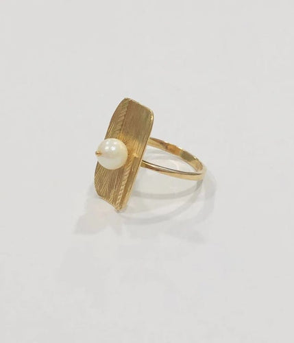 Bague 57.5 Bague perle de culture en or jaune 18k 58 Facettes