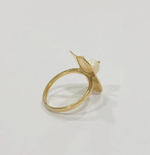 Bague 57.5 Bague perle de culture en or jaune 18k 58 Facettes