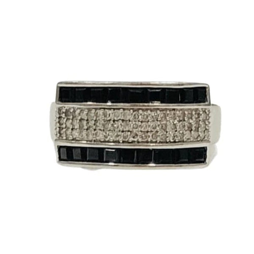 Bague 56 Bague en or blanc 18K avec saphirs et diamants 58 Facettes