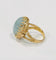 Bague 60 Bague ancienne en or jaune 18k avec aigue-marine cabochon 58 Facettes