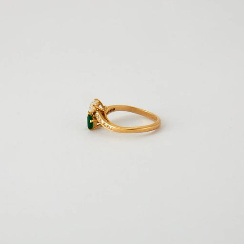 Bague 57 Bague Toi & Moi émeraude et diamants en or jaune 18 k 58 Facettes