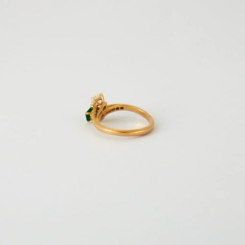 Bague 57 Bague Toi & Moi émeraude et diamants en or jaune 18 k 58 Facettes
