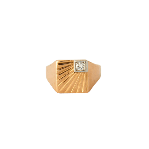 Bague 64.5 Bague chevalière vintage en or jaune 18k et diamant 58 Facettes