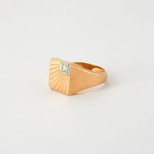 Bague 64.5 Bague chevalière vintage en or jaune 18k et diamant 58 Facettes