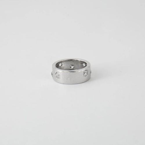Bague 56 Bague ruban en or blanc 18K sertie de 7 diamants 58 Facettes