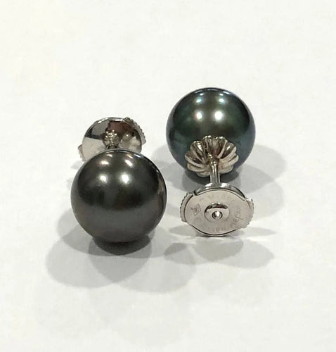 Boucles d'oreilles Boucles d'oreilles boutons en or blanc 18K et perles de Tahiti 58 Facettes
