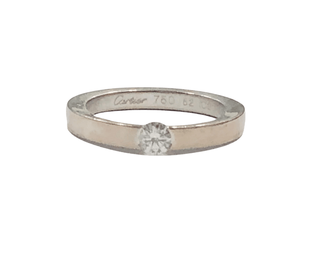Bague 52 Cartier - Bague solitaire en or blanc 18k avec diamant 0,21 ct 58 Facettes