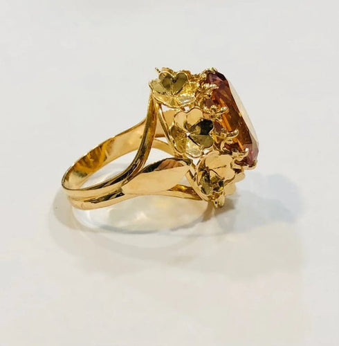 Bague 58 Bague cocktail en or jaune 18K avec citrine 58 Facettes