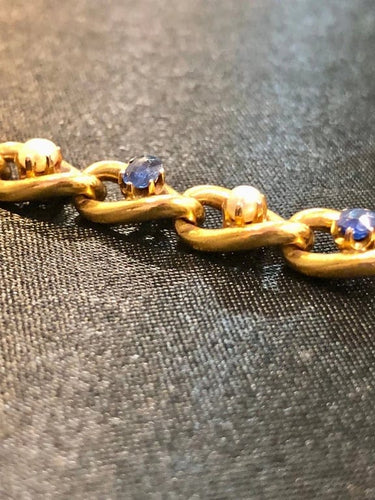 Bracelet Bracelet ancien circa 1900 en or jaune 18k, perles et saphirs 58 Facettes