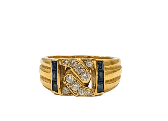Bague 53 Mauboussin - Bague en or jaune 18 carats, diamants et saphirs 58 Facettes