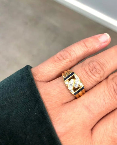 Bague 53 Mauboussin - Bague en or jaune 18 carats, diamants et saphirs 58 Facettes