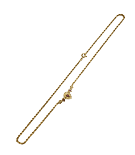 Collier Collier maille corde en or jaune 18 carats, rubis et diamants 58 Facettes