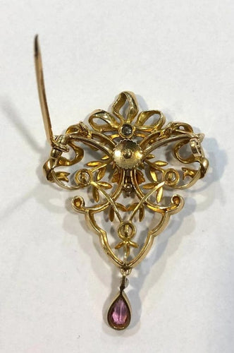 Broche Broche ancienne baroque en or jaune 18k, perles et diamant 58 Facettes