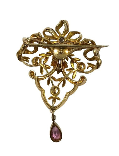 Broche Broche ancienne baroque en or jaune 18k, perles et diamant 58 Facettes